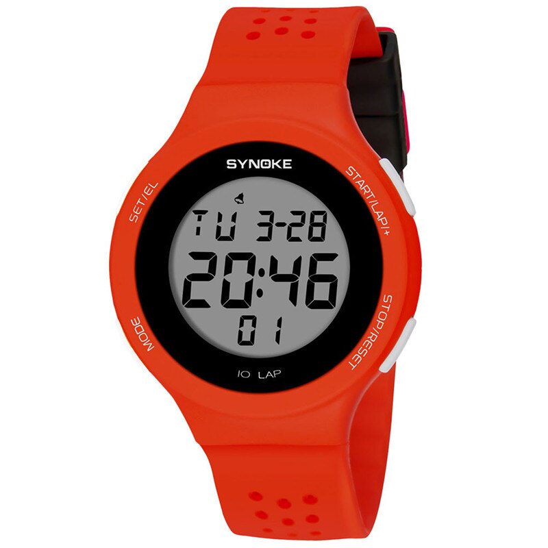 Synoke Multifunctionele Mannen Sport Horloges 50M Waterdicht Horloge Led Digitale Dubbele Action Elektronische Horloge Masculino: Red