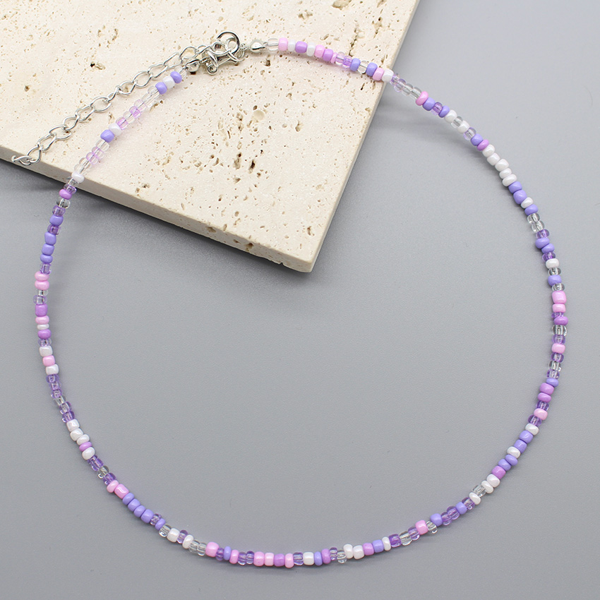 Gargantilla de cuentas de semillas simples para mujer, coreana, Collar bohemio colorido hecho a mano, Collar de cadena para el cuello, de joyería para mujer