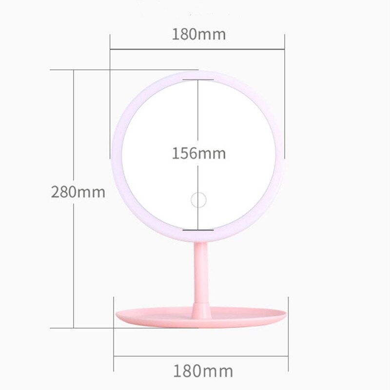 Desktop Vanity Mirror With Led Light, Pink Student Dormitory Table Makeup Mirror