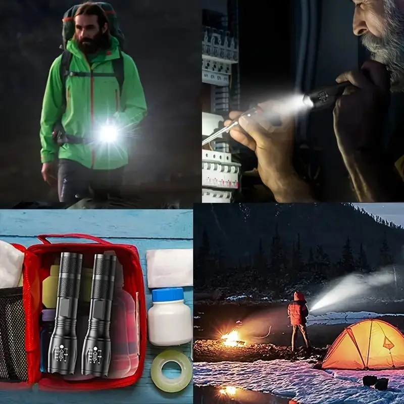 Strong Flash Lights High Power LED Flashlight Battery Powered Zoom Aluminium Alloy Torch Camping Light 5 Modes Fishing Lantern