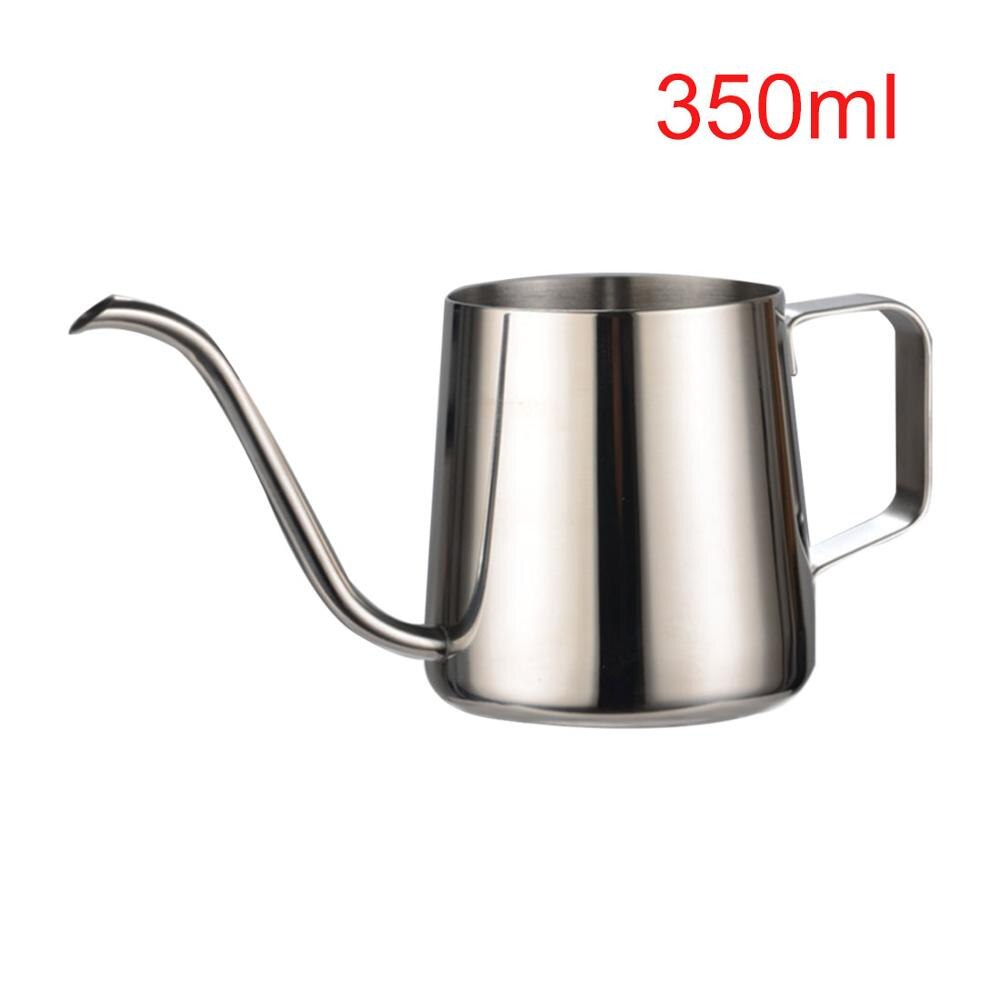 1 Pc 250/350 Ml Rvs Zwanenhals Vorm Handleiding Drip Koffie Pot Uitloop Lange Mond Waterkoker Theepot Koffie maker: 350ml Sliver