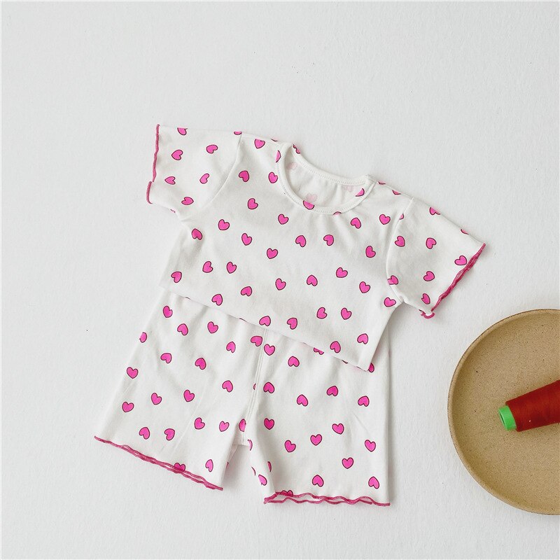 7 plus 1 kinderpyjamaset voor meisjes, wit hartje, schattig nachthemdje, mooie nachtkleding, 3t 4t zachte slaapkledij, ademende loungewear: Wit / 90