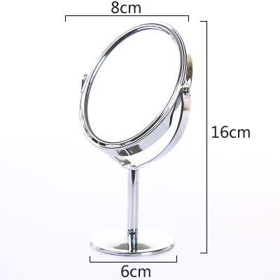 Lille makeup spejl desktop rundt ovalt bordspejl simpelt dame husstand metal roterende dobbeltsidet makeup spejl wjb 411: Oval