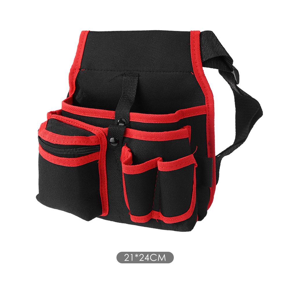 Waist Pockets Electrician Tool Bag Organizer Carrying Pouch Bag Case Wrenches Screwdrivers Pliers Hardware Parts Storage Bags: Black Red