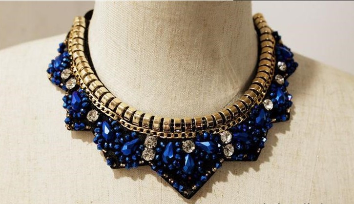 Women Black Choker Necklace Handmade Retro Burlesque Jewelry Woman GiftFashion Jewelry Handmade Collar Necklace Choker Necklace: N020blue