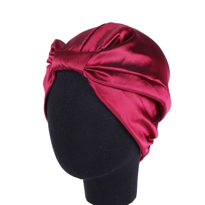 De de seda capó de turbante para las mujeres sombrero de satén elástico diadema Beanie gorras bufanda Bohemia transpirable diadema accesorios para el cabello