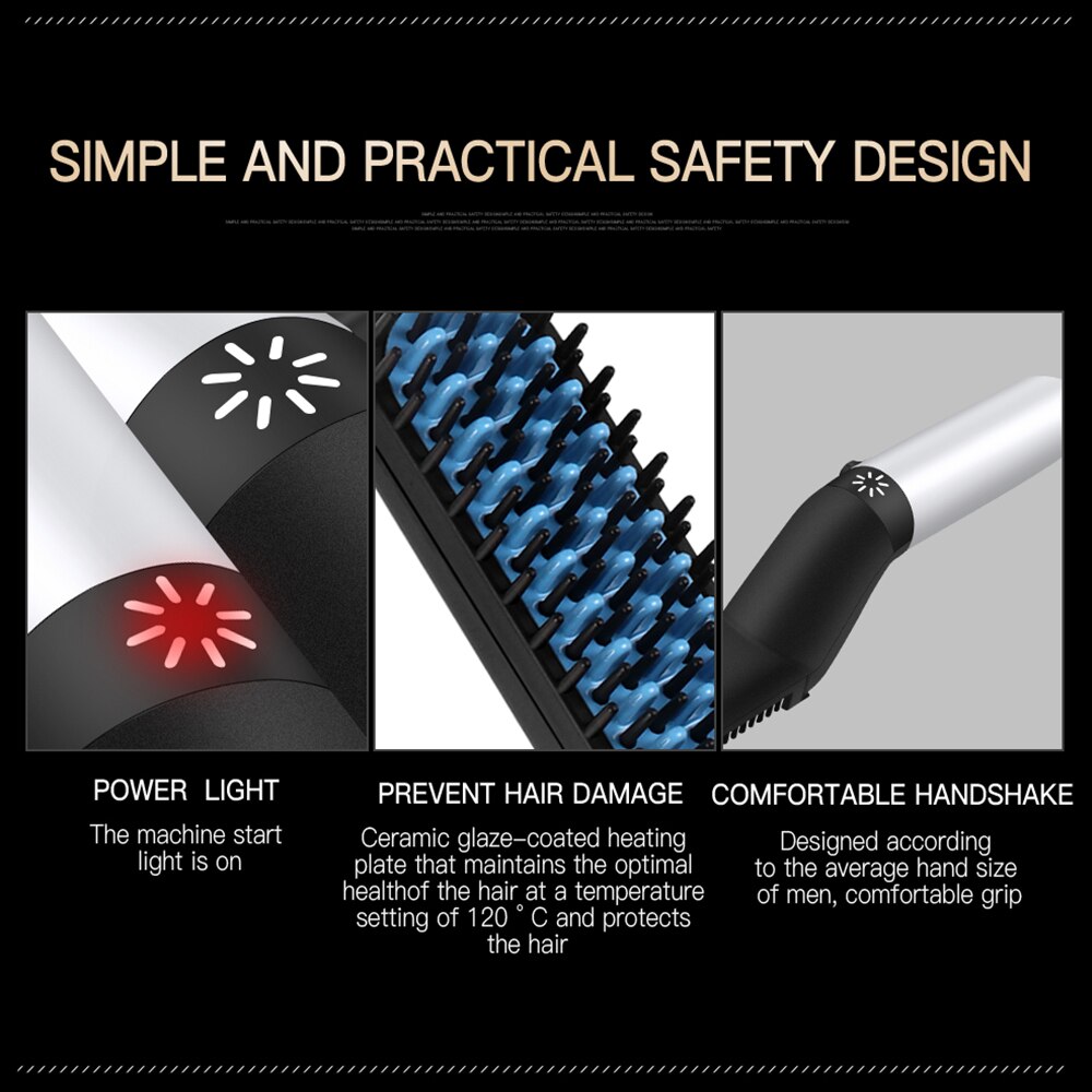 Updated Beard Straightener Multifunctional Hair Brush Man's Hair Flat Iron Beard Straightener Hair Styling Comb For Men