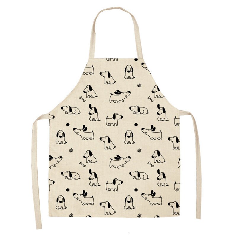 Bulldog Teckel Gedrukt Keuken Schort Voor Vrouw Mouwloos Katoenen Linnen Bib 53*65Cm Thuis Koken Bakken Schoonmaken Tool WQ0037: 2WQ-WQ0054-3