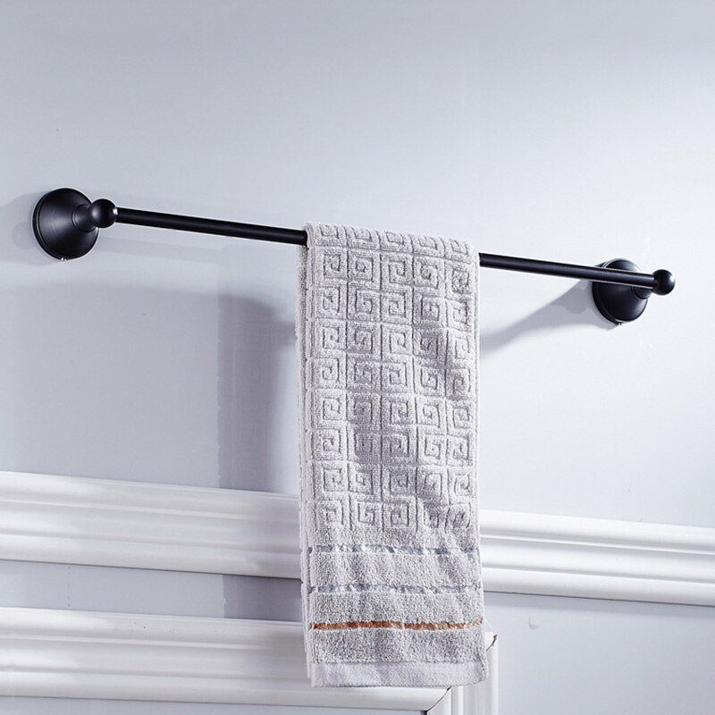 Zwarte Handdoek Bar Goud Chrome Antieke Witte Handdoek Houders Brons Messing Hand Hanger Keuken Bathroon Enkele Handdoek Rail Houder Rack: Black