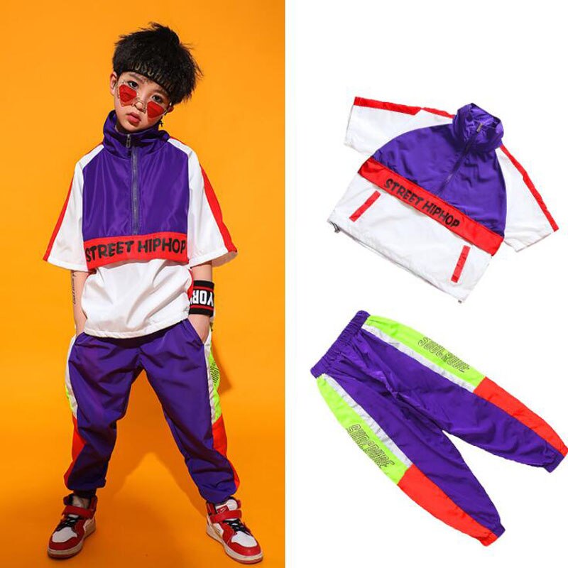 Enfants salle de bal Jazz danse Costumes veste ample pantalon hip-hop vêtements garçons danse moderne scène vêtements Concert rue tenues