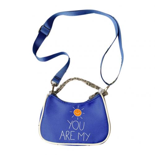 Crianças moda dom letras imprimir grande capacidade crossbody bolsa de ombro adorável bolsa moeda: Azul