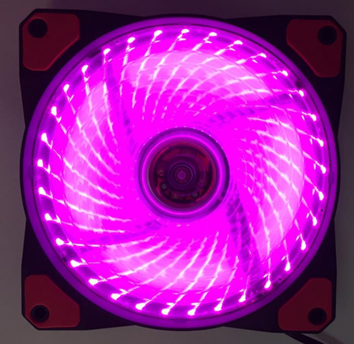 15 lysdioder  or 33 led pc-computer 5 farve 16db ultra lydløs game case ventilator heatsink køler kølegummi 12cm blæser 12v molex 4 pin 3p