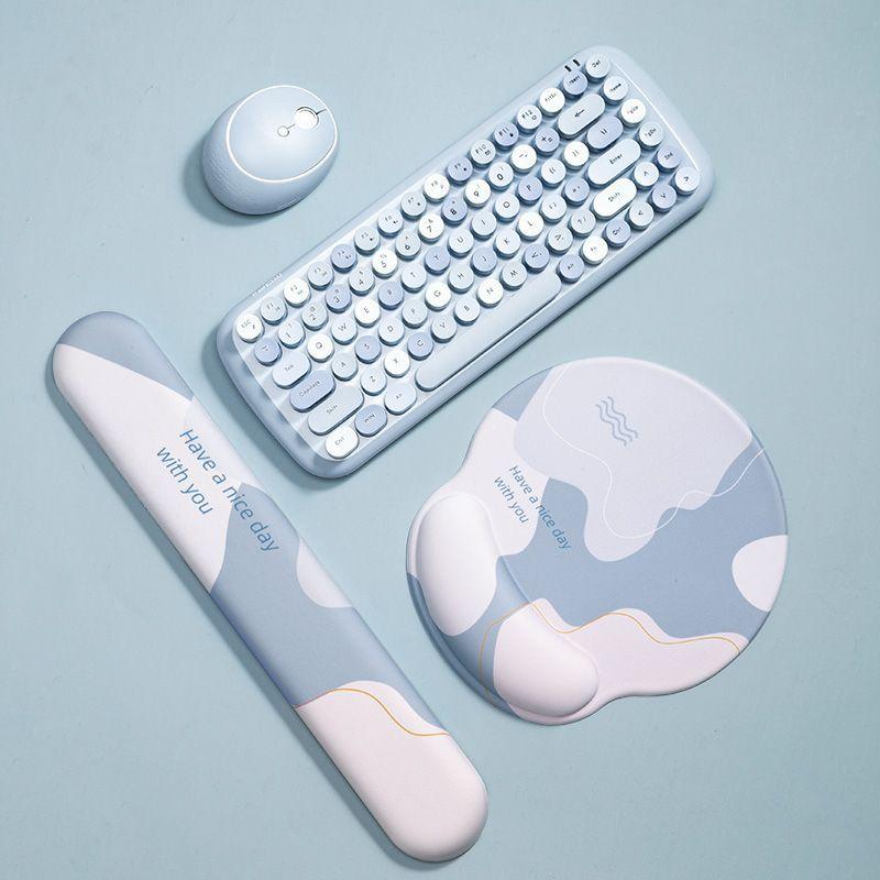 Silikon Mauspad Mit Tastatur Handgelenk Rest Set Rutschfeste Ergonomische Hand Unterstützung Mäuse Matte 3D Mousepad Für Spiel Laptop Büro Arbeit: orange