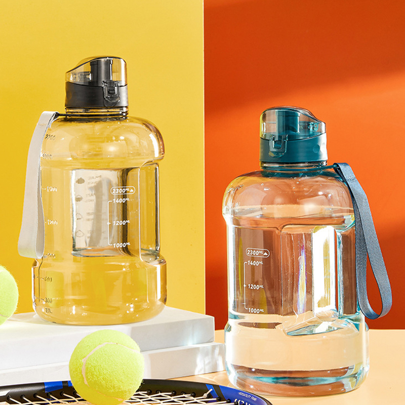 1.5L/2L sans Bpa Sport bouteille bouilloire 1 Gallon grande capacité Tritan bouteille d'eau avec paille boisson bouteille d'eau tasse