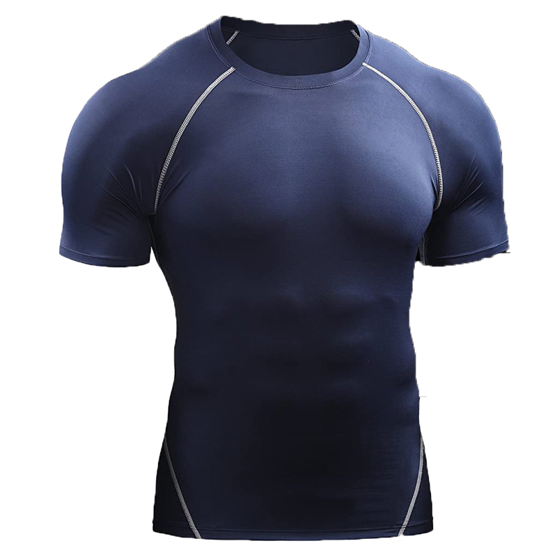 Kompressions-t-shirt herr sommar sportkläder löpar-t-shirt elastisk snabbtorkande sporttoppar t-shirt atletisk gym träningströjor herr: Xxl / Guld-