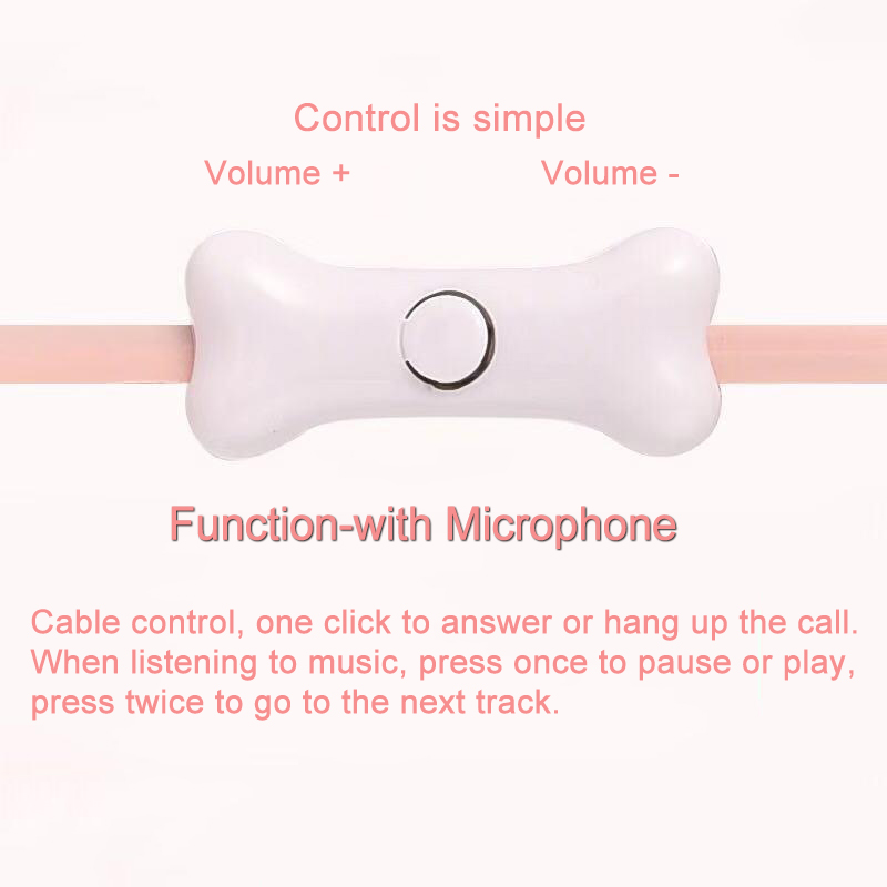 Cat Paw Earbuds Stereo 3.5mm In-Ear Headphones with Mic Earpiece Sports Wired Headset for Smartphone MP3 iPad PC Music