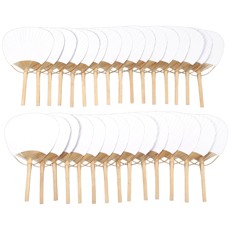 30 pcs/lot wedding White Paddle Fan for wedding decoration: Default Title