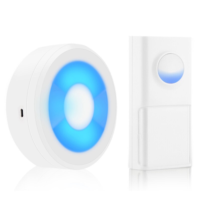Wireless Smart PIR Motion Sensor USB Powered Waterproof LED Night Light Doorbell Door Bell Ring Chime Call 433.92MHZ Home: W1 button 1 receiver