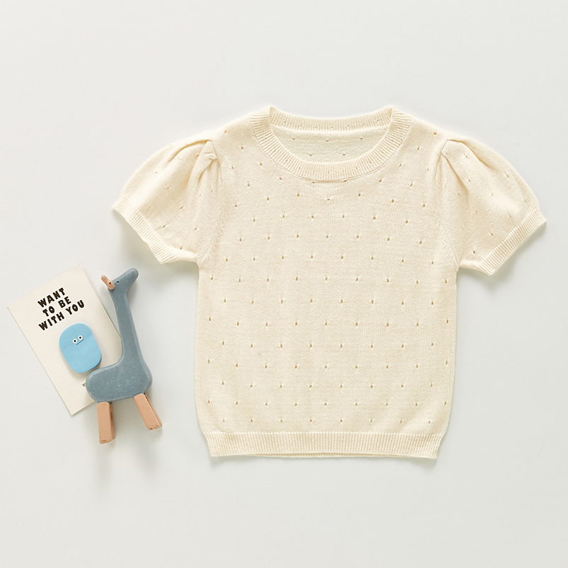 Camisa macia respirável de algodão para bebês, camisa de verão com manga curta de malha de algodão para crianças pequenas, roupas infantis: beige / 12-18 Months