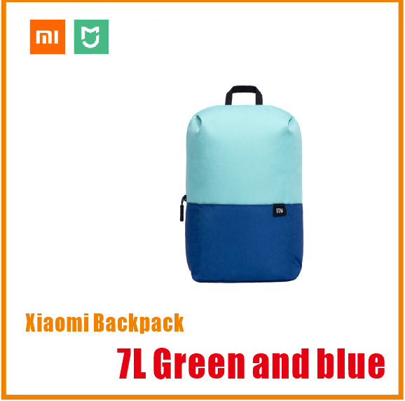 Xiaomi Colorful Mini Backpack Bag 8 Colors Level 4 Water Repellent 10L Capacity 165g Weight YKK Zip Outdoor Smart Life: 7L Green and Blue