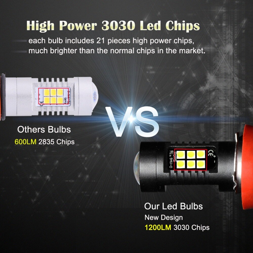 2 stücke H8 H11 LED Auto Lichter LED-lampen 9005 HB3 9006 HB4 Weiß Tagfahrlicht DRL Nebel Licht 6000K 12V Fahren Lampe 6000K
