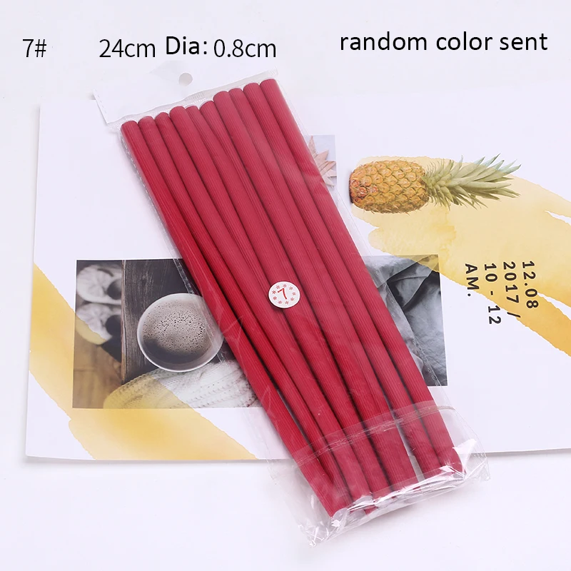10 pçs flexível haste de ondulação do cabelo rolos de cabelo fabricantes espuma macia bendy torção cachos flexi rolos ferramentas estilo rolo de cabelo sem calor: Rosa