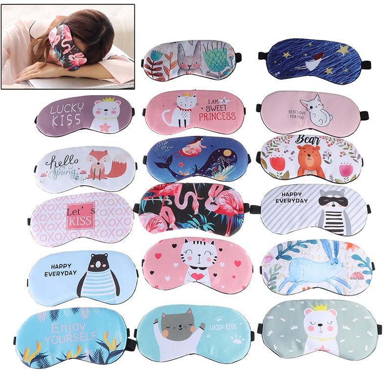 Dessin animé masque de couchage drôle Eye patch masque de sommeil mignon coton cache-yeux voyage oeil bande aide au sommeil enfants bandeau
