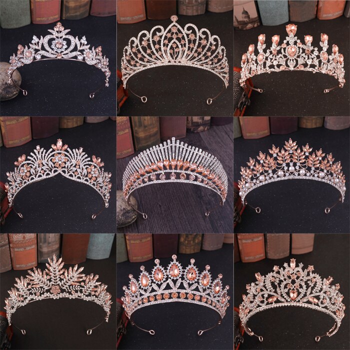 Arancione di Cristallo Da Sposa Strass Oro Corona Sposa Diademi e Corona Copricapo Accessori Per Capelli Per Le Donne Da Sposa Da Sposa