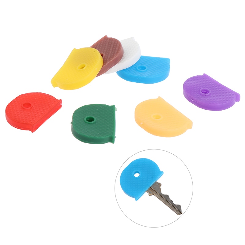 10pcs Random Hollow Multi Color Rubber Soft Key Locks Keys Cap Key Covers Topper Keyring