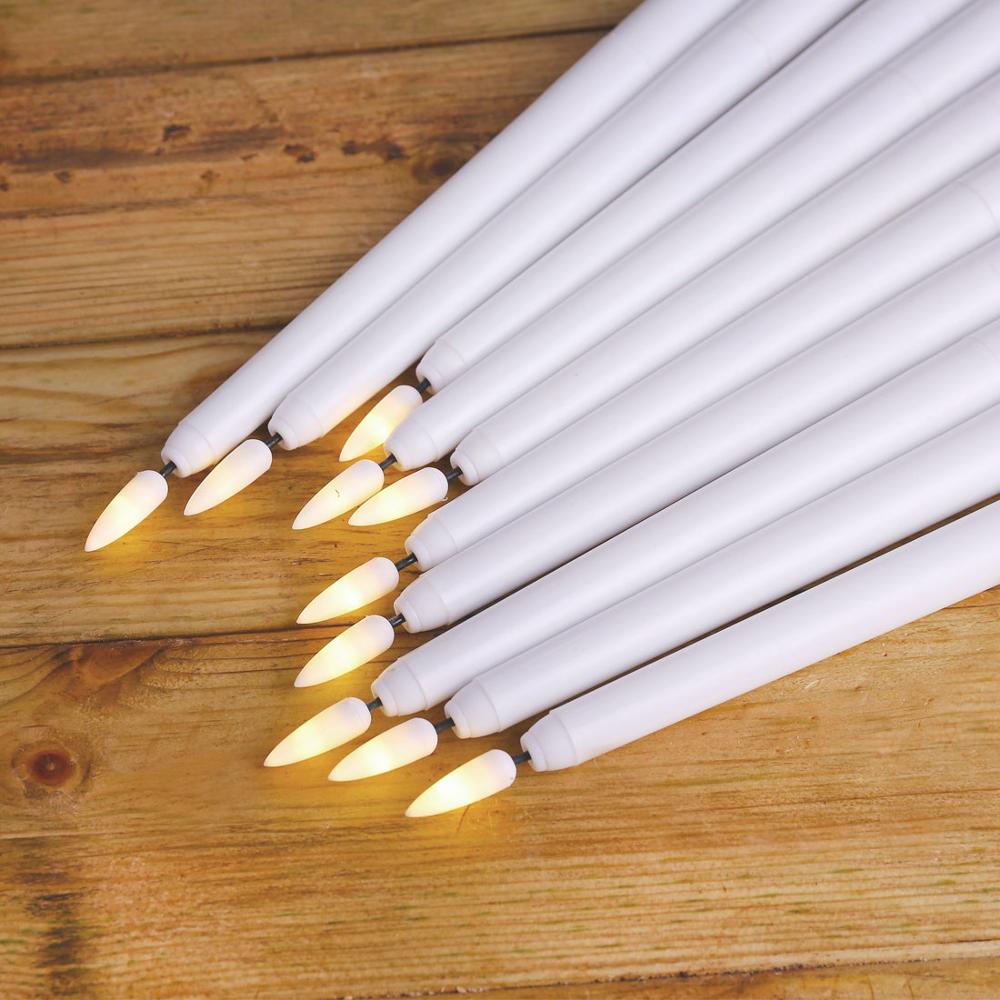 30 pieces 11 inch Led battery operated flickering flameless Ivory taper candle lamp Stick Wedding Home table decor 28 cm-Amber