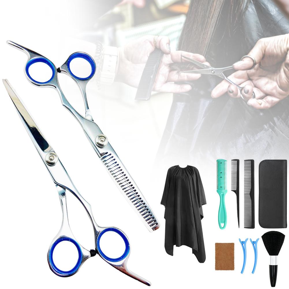 11 Pcs Hairdressing Scissors Kit Hair Cutting Scissors Hair Scissors Tail Comb Hair Cape Hair Cutter Comb: Default Title