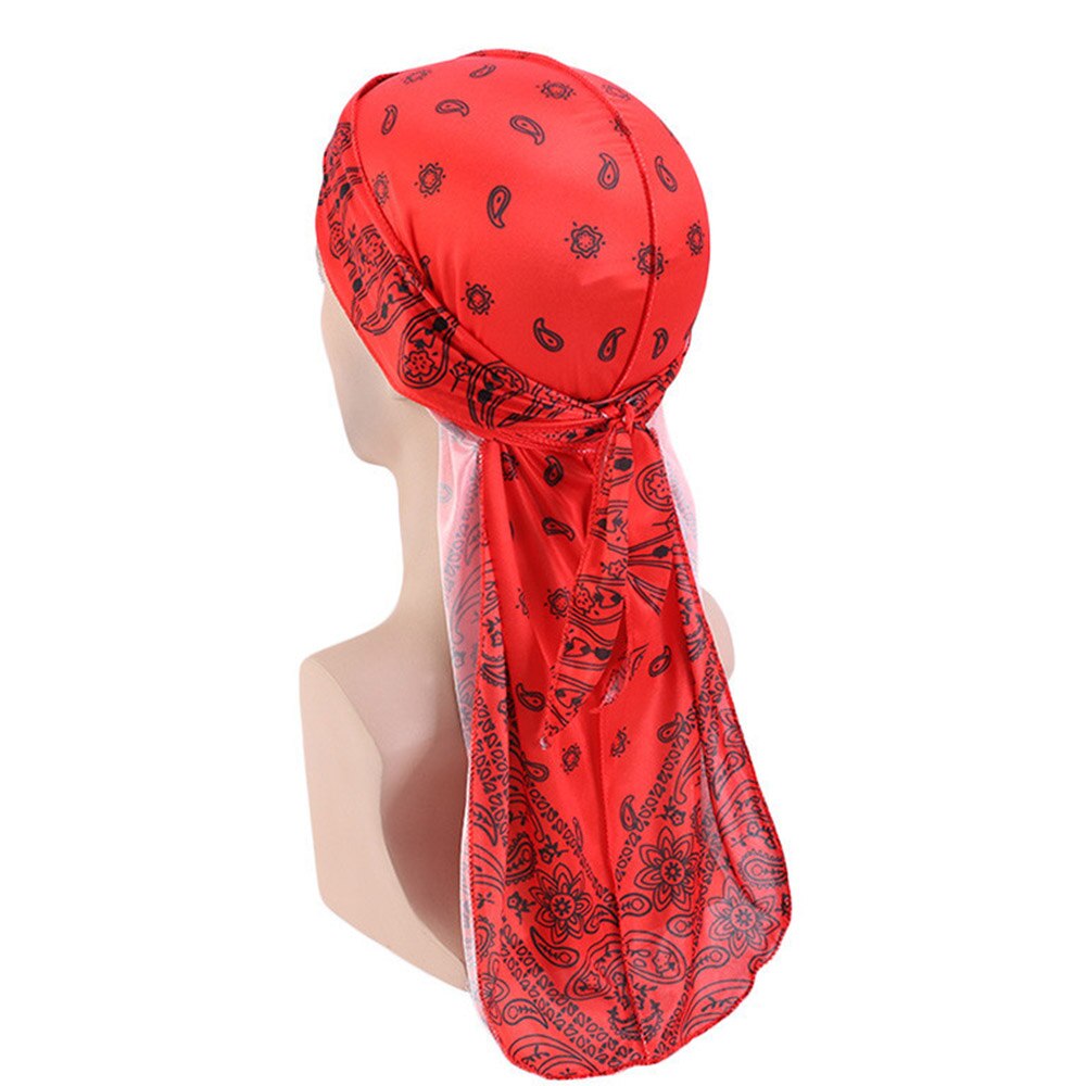 Pañuelo para la cabeza para hombre, pañuelo con estampado de Durag, sedoso: Rojo
