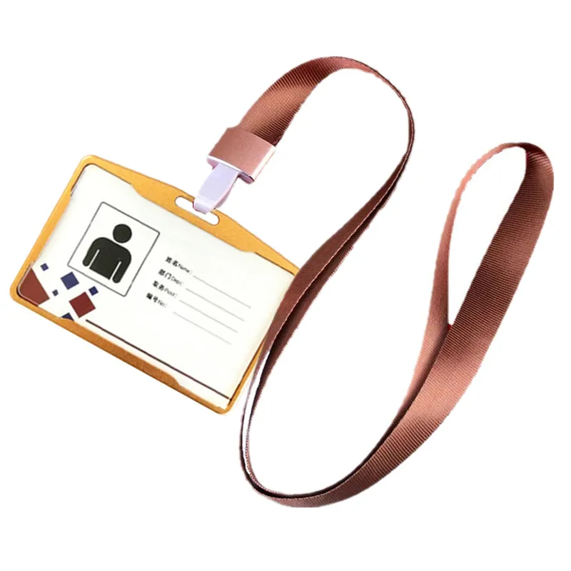 Metal Working Permit Case Badge Holder Exhibition Name ID Card Holder Card Cover Lanyard Staff Work Pass Card Sleeve Neck Strap: Blue