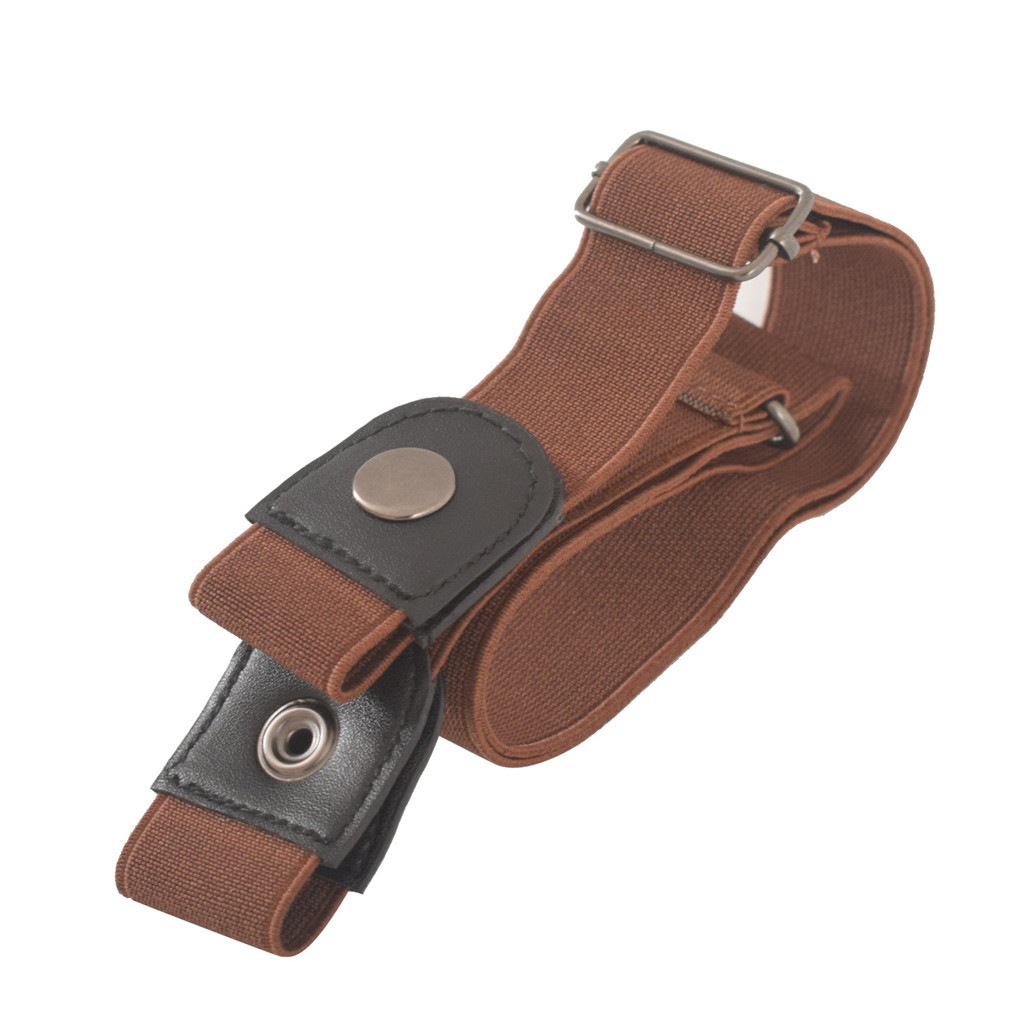 Invisible Lazy Buckle-Free Elastic Waist Belt Stretchy Women Men For Jean Pants Dress Waistband Adjustable No Hassle Girdle Band: Coffee 