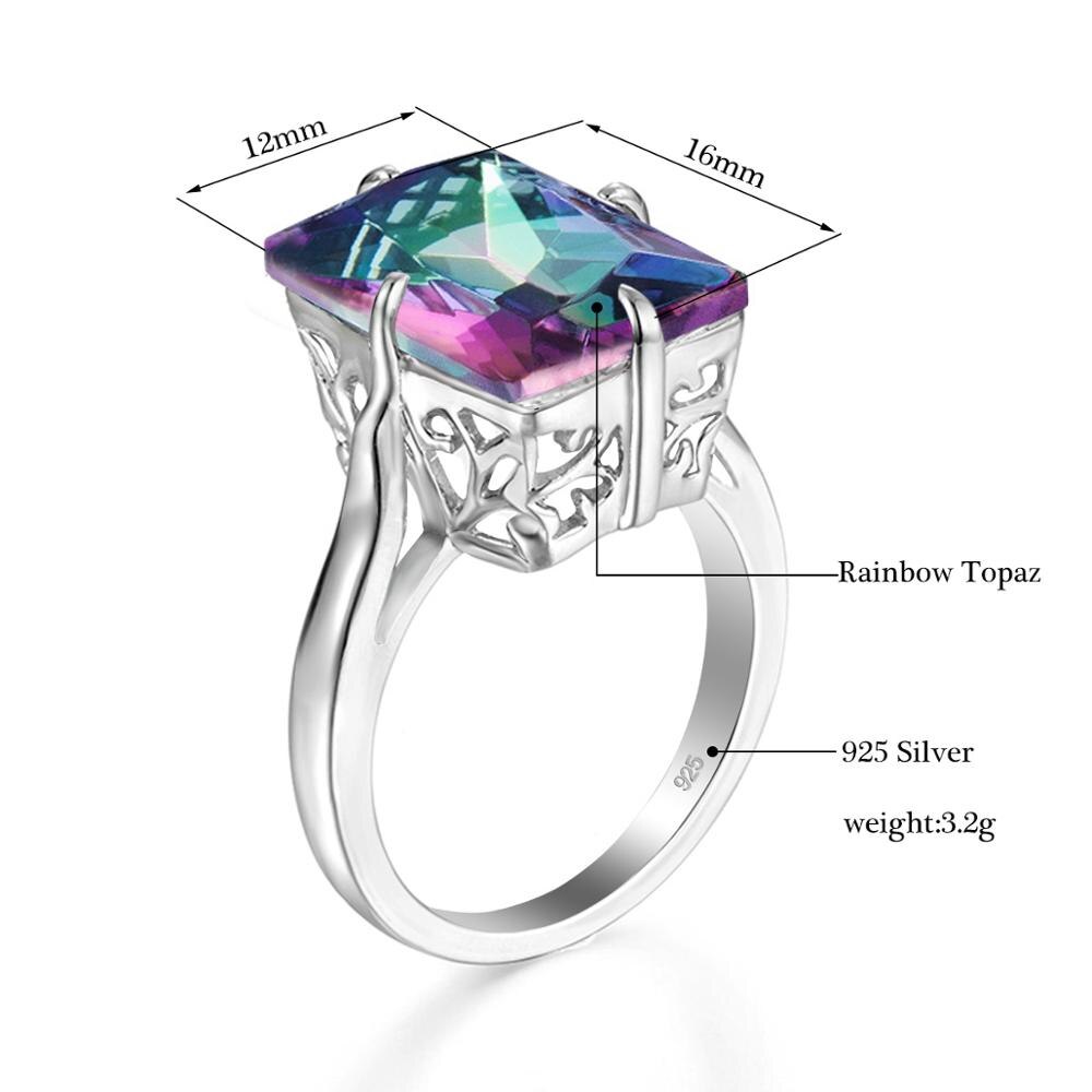 Szjinao silverringar för kvinnor äkta 925 sterling silver regnbågsring mystisk topas flerfärgad punkfestsmycken