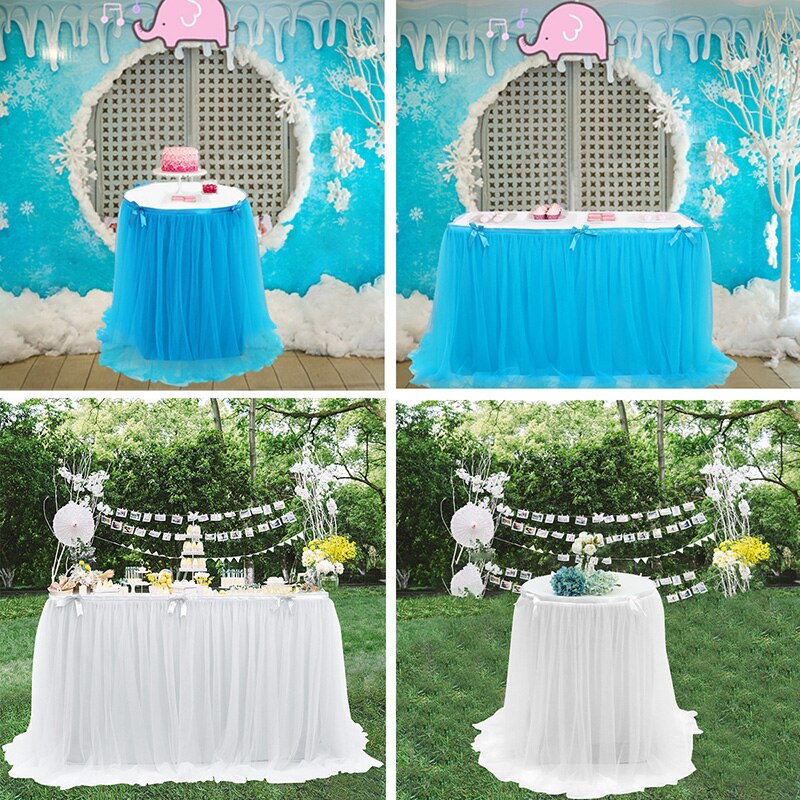 Table Skirt Wedding Party Tutu Tulle Tableware Cloth for Birthday Banquet Baby Shower Festival Table Skirts Cover Home Decor
