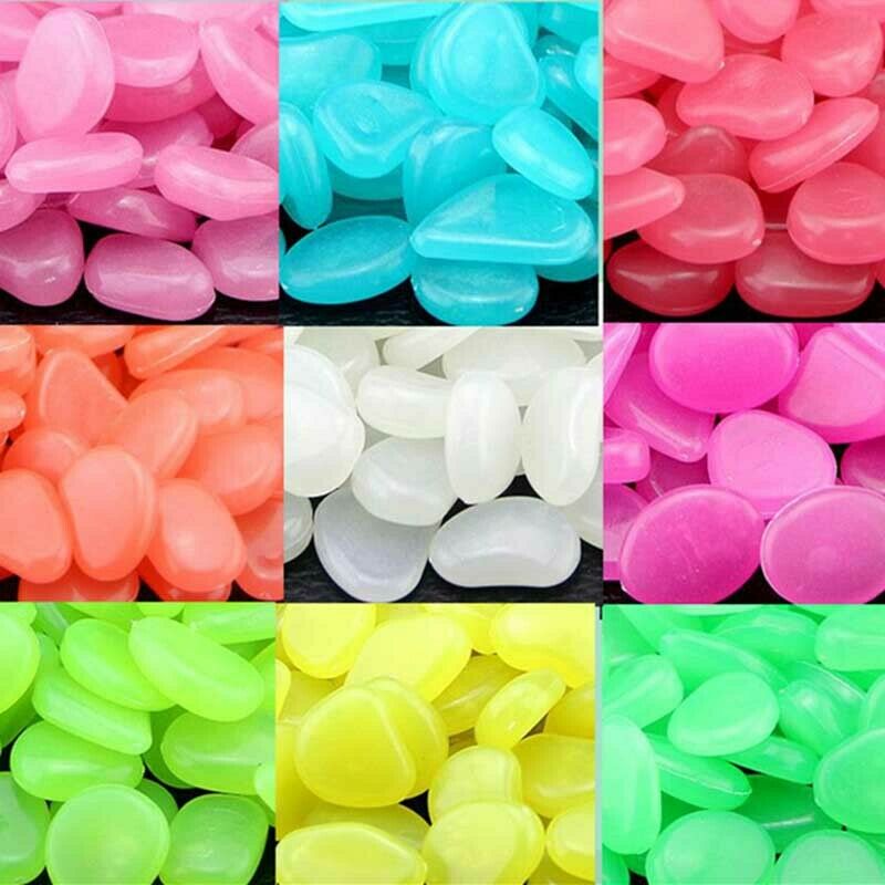 300Pcs Glow in the Dark Garden Pebbles Glow Stones Rocks for Walkways Garden Path Patio Lawn Garden Yard Decor Luminous stones