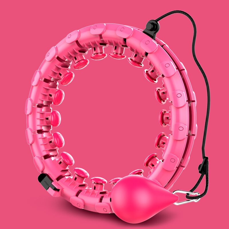 Anel inteligente de argola destacável, 24 seções, sem dedo, treinador de cintura para emagrecimento, massagem, perda de peso, esporte em casa: Rosa