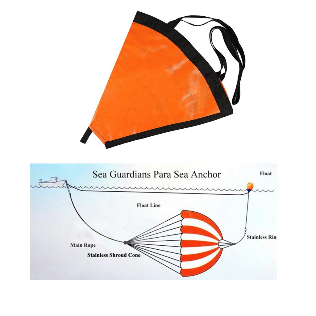 24 inch Marine PVC Sea Anchor Drift Anchor Kayak Canoe Boat Float Drogue Drifting Brake Rowing 30ft Retrieving Tow Throw Line