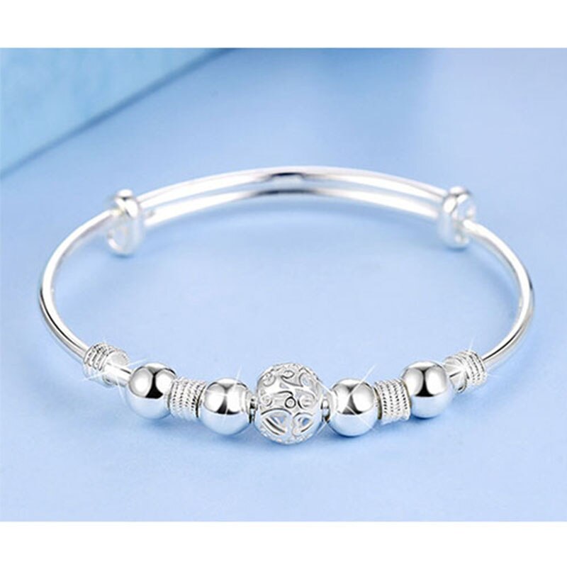 925 Stamp argento colore fortunato braccialetto di fascino braccialetti del polsino per le donne braccialetti gioielli di moda Pulseira