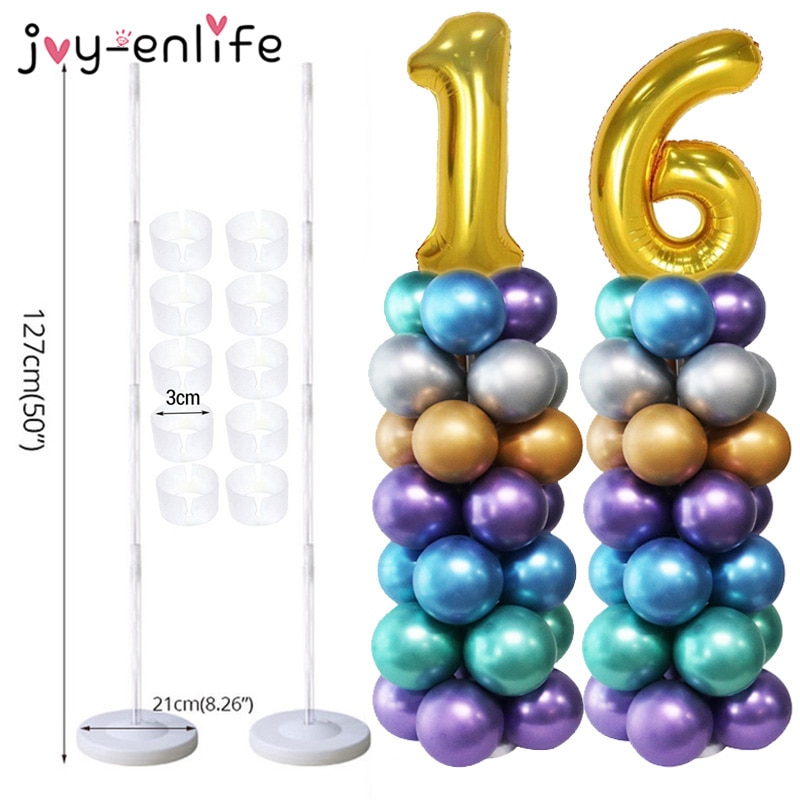 JOY-ENLIFE 2 Set Ballon Kolom Stand Kits Boog Stand Met Frame Base En Pole Voor Birthday Party Bruiloft Decoratie Supplies