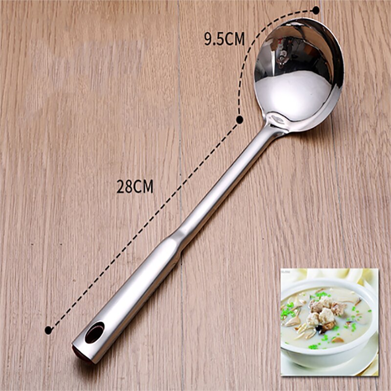 Stainless Steel Fried Shovel Cooking Turners Spatula Spoon Colander Home Kitchen Gadgets Accessories Cooking Tool: spoon-S