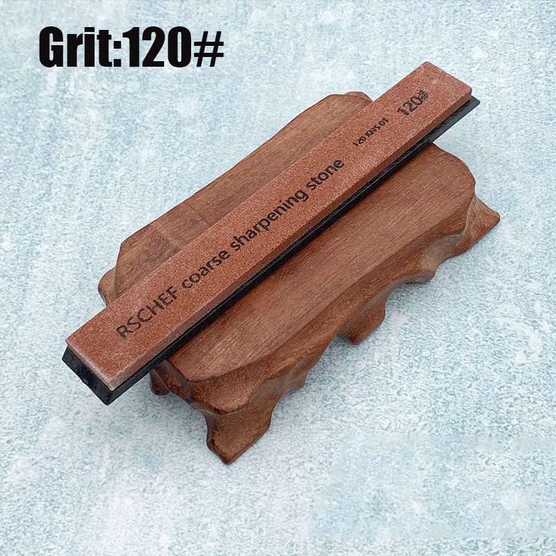 Small sharpening stone with base for kitchen knife Fixed angle sharpener outdoor whetstone Apex edge White corundum: 120 Grit