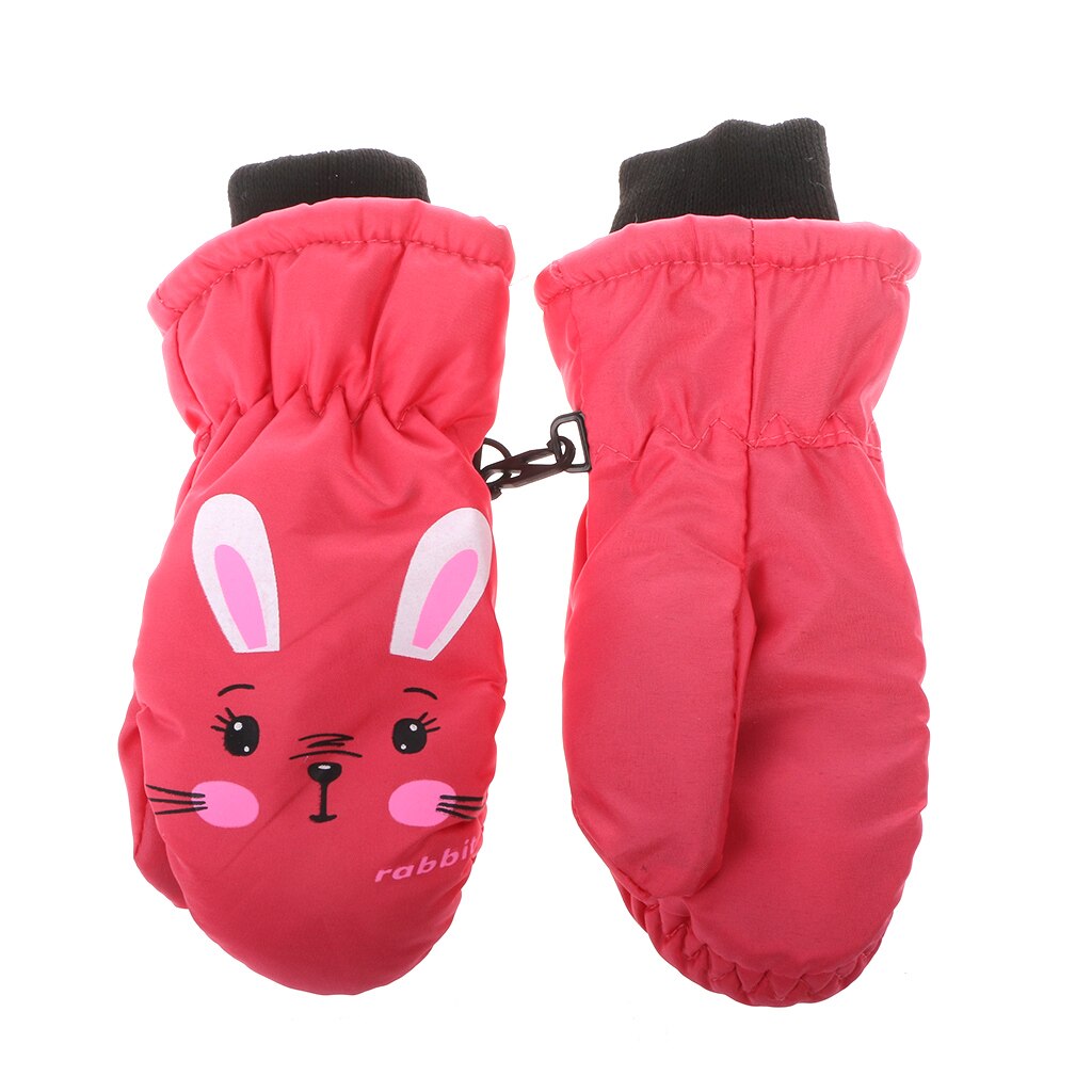 Kids Winter Warm Gloves Windproof For Children Boys Girls Ski Cycling Climbing Outdoor Gloves Waterproof E06F: Hot Pink