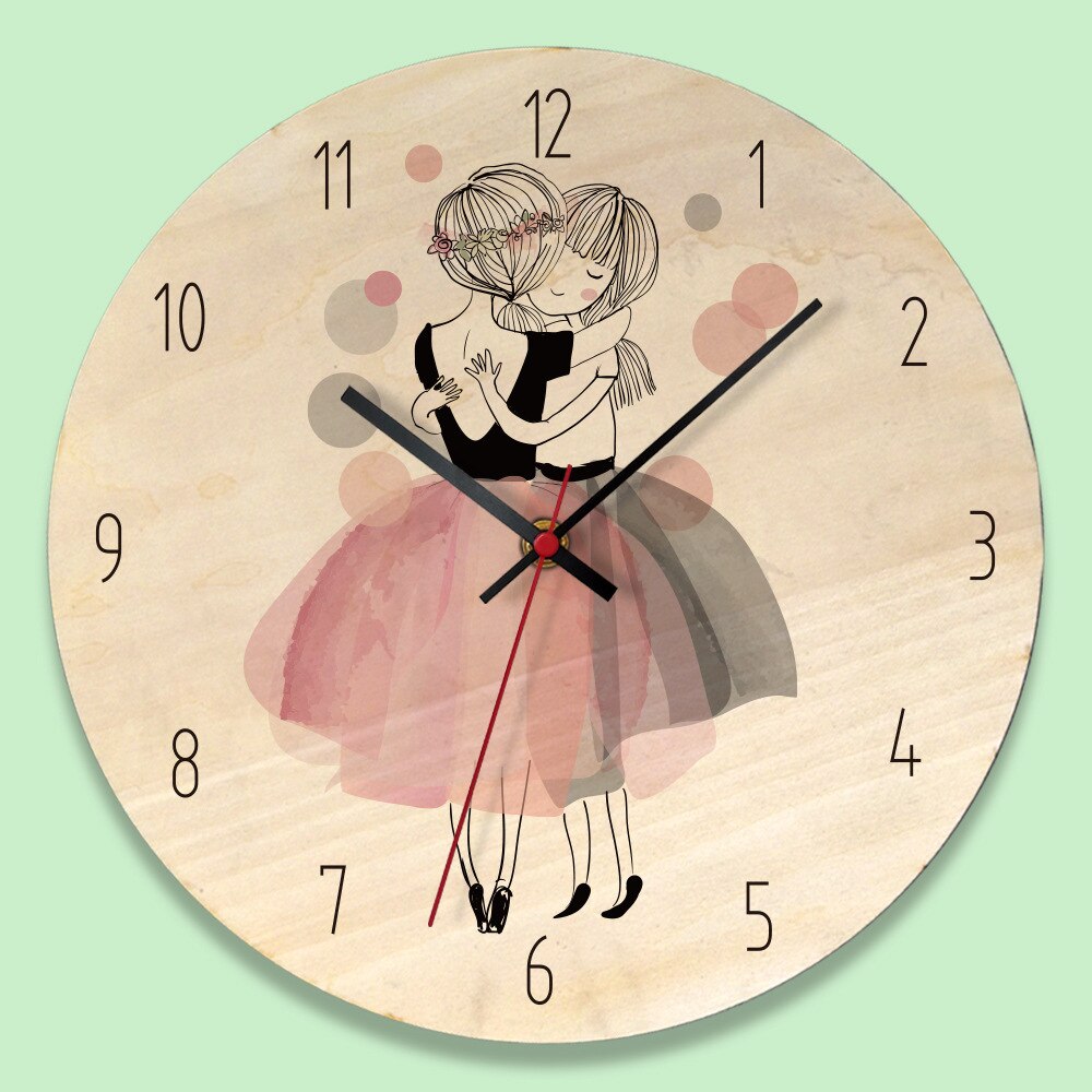 Home Living Room Decor Cute Cartoon Wood Classic Wall Clock Modern Farmhouse Clocks Watch Wall Decoration Kitchen Girl: C