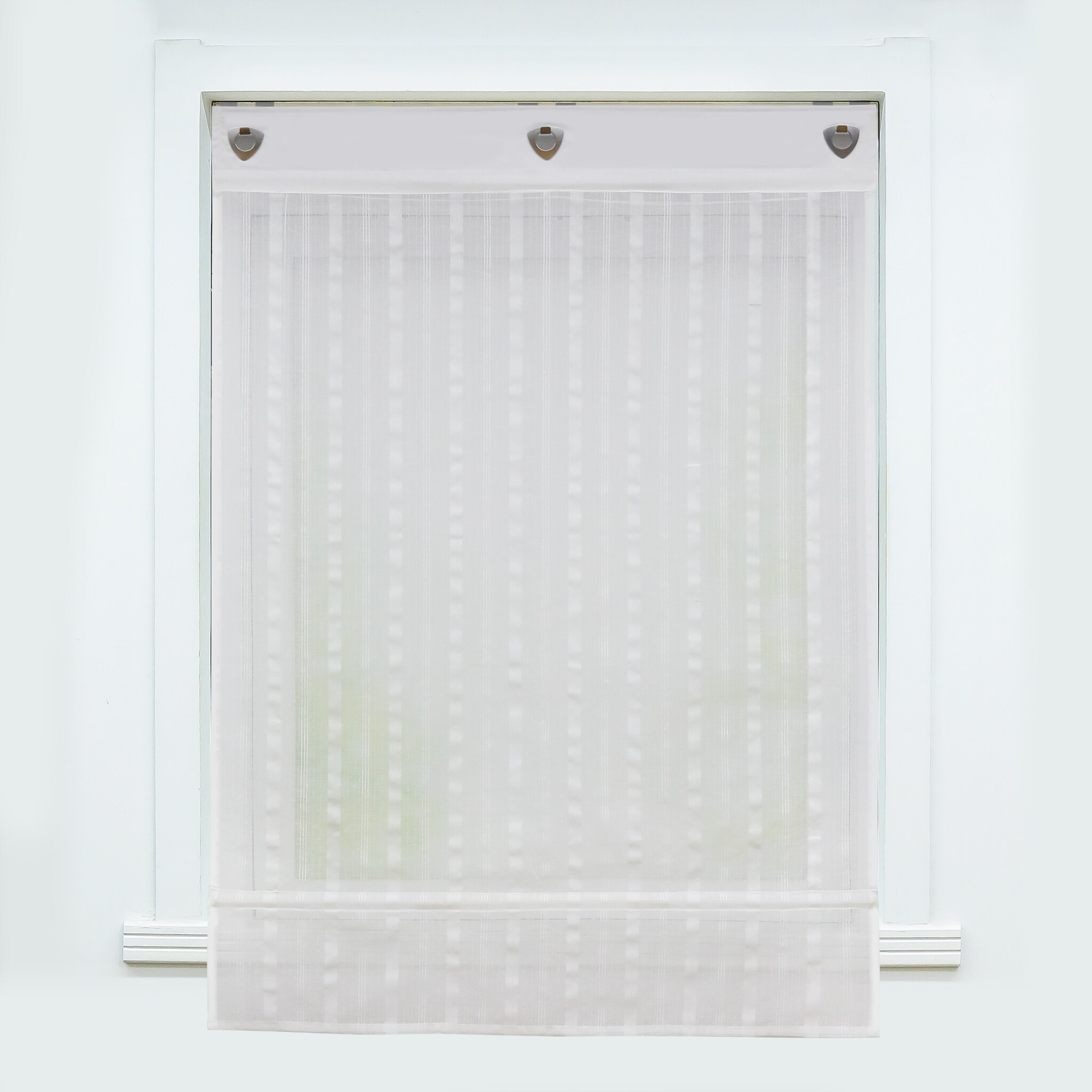 Roman Curtain Curtains For Kitchen Window U Shape Hook Stripe Decoration with Plastic Tubes