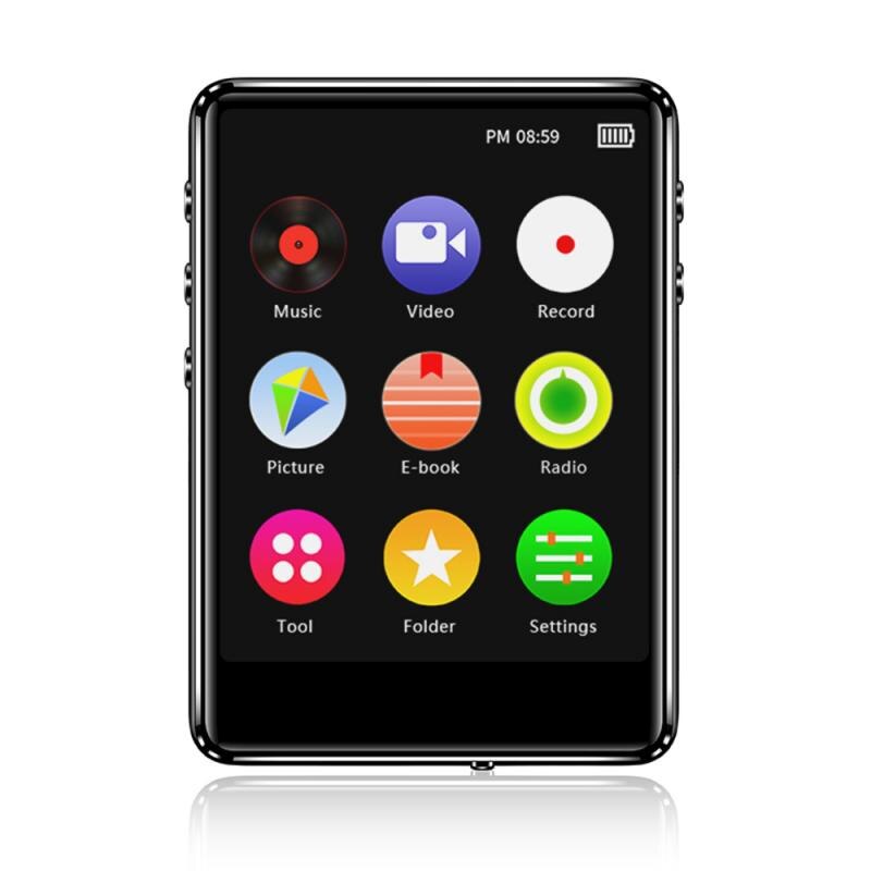 Draagbare Touch Full Screen Mp4 Muziekspeler Lossless Muziek Bluetooth Speler Full Screen Horloge Novel Radio E-book Stopwatch Video