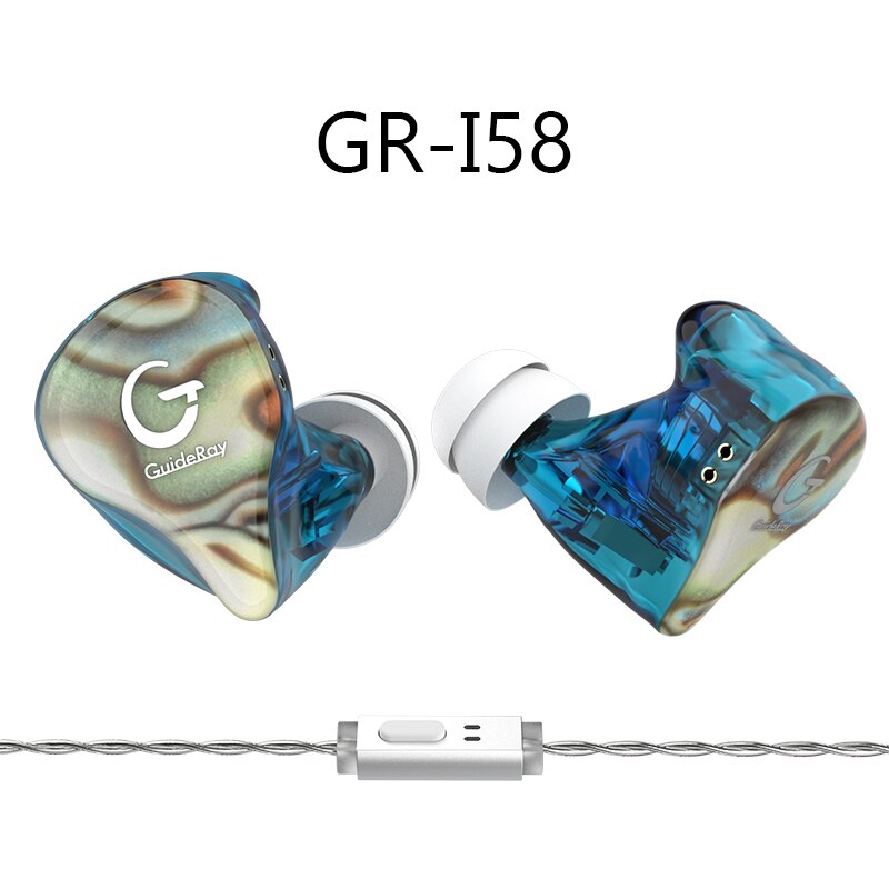 GuideRay GR-i18 /GR-i58/GR-i68 1DD + 1BA auriculares HiFi híbridos en la oreja auriculares deportivos de música con Cable de 0,78mm ZSX BL03 ZSN PRO X T2: GR-i58 with mic