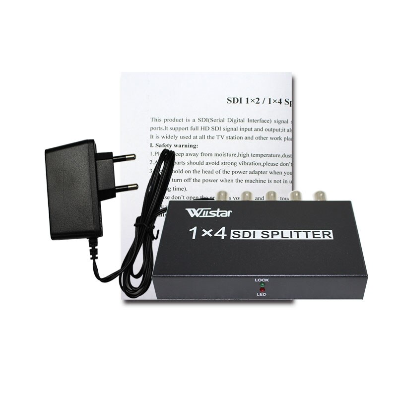 Wiistar SDI Splitter 1x4 Video Converter 1 in 4 out SDI Extender Converter 1x4 Support 3G/SD/HD-SDI 1080P for Video Monitor