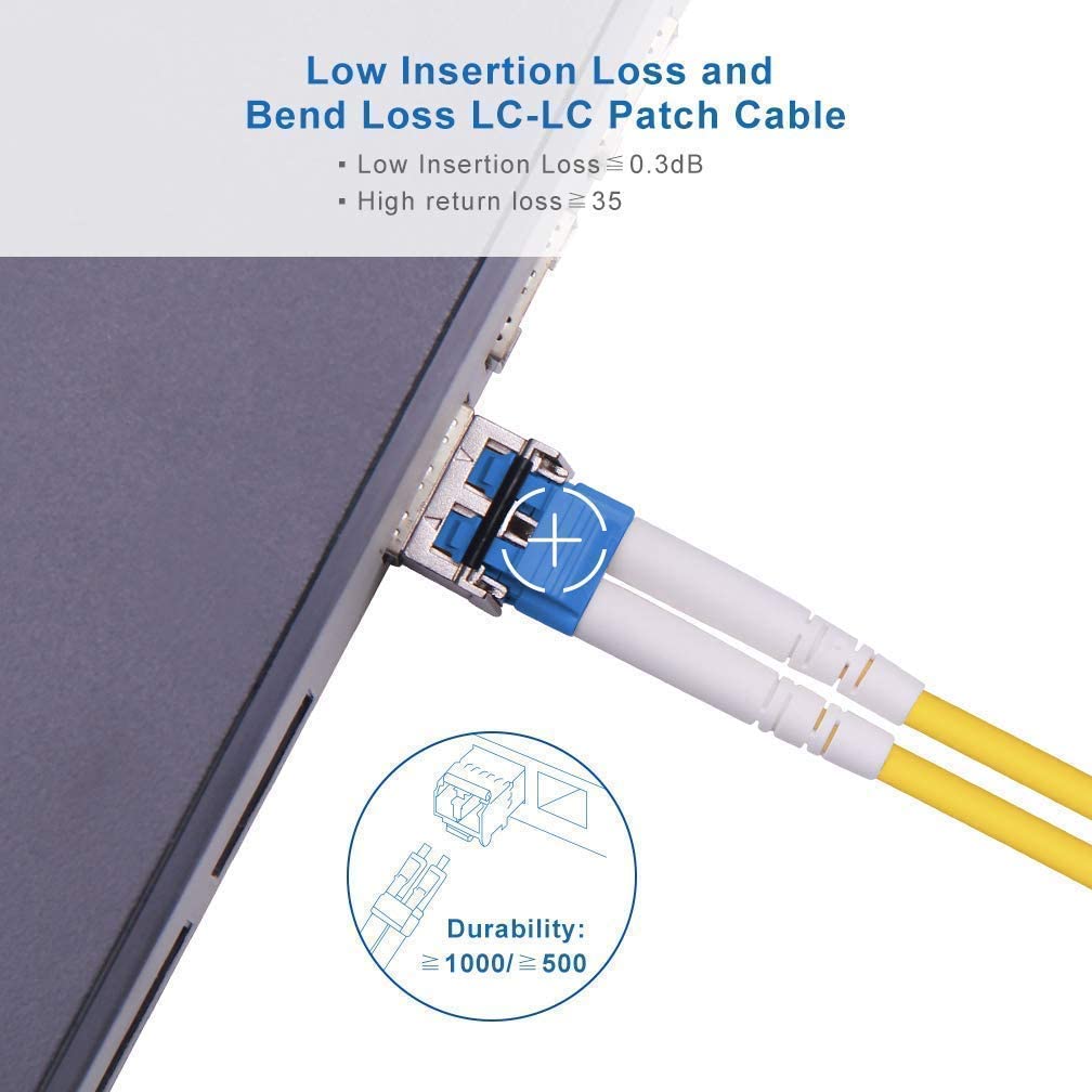 OS2 LC to LC Patch Cable Duplex 9/125 LSZH for SMF SFP Transceiver 0.5-Meter(1.64ft)